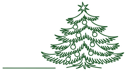 Green christmas tree line art style vector illustration
