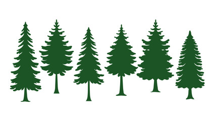 Obraz premium A row of evergreen tree silhouettes in various sizes