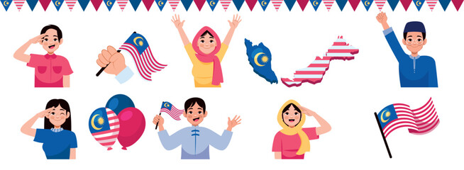 Hari Merdeka Original Flat Element Set