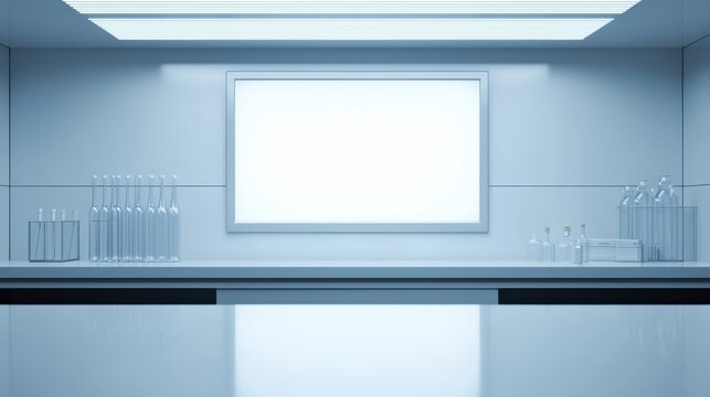 Clean tech lab scene with a translucent hologram floating above desk surface, no clutter, subtle light trails, futuristic atmosphere