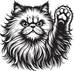 Fierce Fluffy Cat Vector