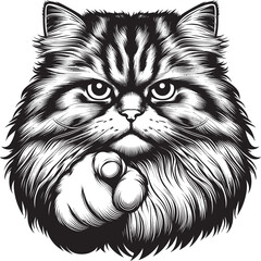 Fierce Fluffy Cat Vector