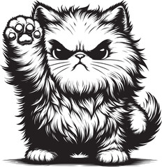 Fierce Fluffy Cat Vector