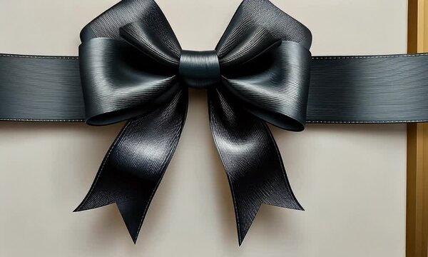 Gift bow and ribbon in a gold frame