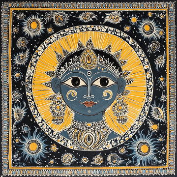 Pattachitra Painting of Sun and Moon Deities