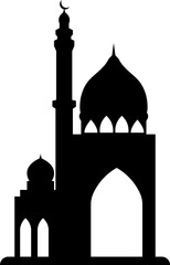 Islamic mosque silhouettes. Mosques and minarets with crescents. Vector illustration