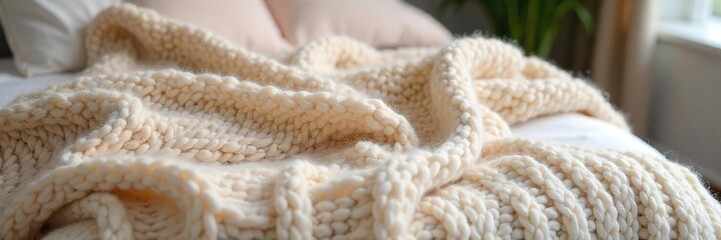 Cozy Oversized Knit Throw Blanket Soft Chunky Texture in Neutral Tones, Perfect for Teen Bedrooms, Couches, and Dorm Rooms. Ideal for adding warmth and style to any space.