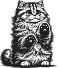 Fierce Fluffy Cat Vector