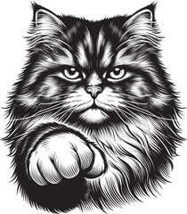 Fierce Fluffy Cat Vector