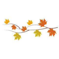 Fototapeta premium Autumn themed floral elements vector, autumn leaf bunting courner
