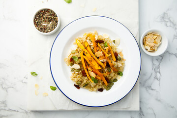 Warm quinoa salad with roasted carrot