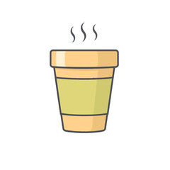 Stylized illustration of a hot beverage in a disposable cup isolated on white background