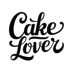 cake lover vector calligraphy with cake logo illustration