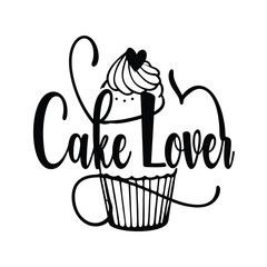 cake lover vector calligraphy with cake logo illustration