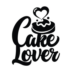 cake lover vector calligraphy with cake logo illustration