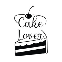 cake lover vector calligraphy with cake logo illustration