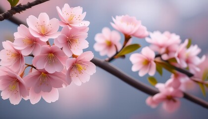 pink cherry blossom flowers on branch
