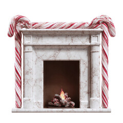 Festive Fireplace Decorated with Candy Canes for Christmas
