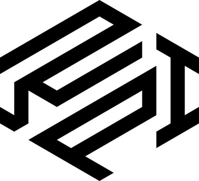 Abstract RPI Monogram Hexagon Shape Logo