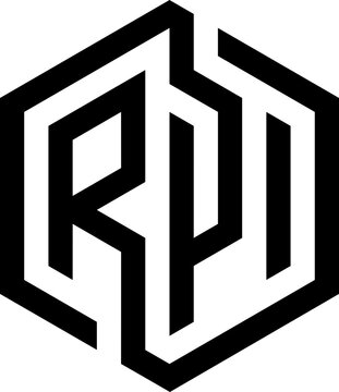 Modern RPI Monogram Hexagon Shape Logo
