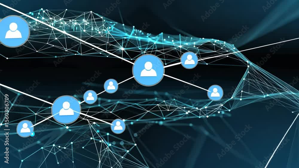 Poster visual representation highlights the connections within a digital network, emphasizing user interact