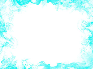 Abstract vibrant neon blue smoke (fog, misty) texture on transparent background. Design element.