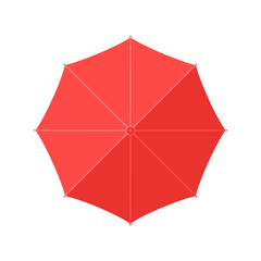 Vibrant Red Umbrella Top View Flat Design Vector Illustration - Minimalist Rain Protection Graphic