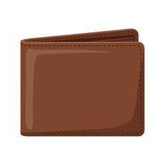 Classic Brown Leather Wallet Flat Design Vector Illustration - Finance Money Accessory Graphic
