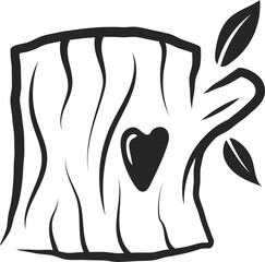 Stylized Tree Stump Heart Vector Graphic