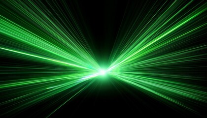 moving fast green laser light beams isolated on black background abstract light effect green lens flare horizontal rays glowing in the dark