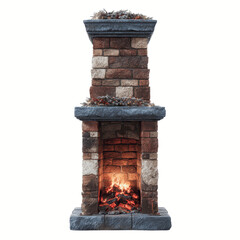 Cozy Brick Fireplace with Christmas Decorations - Winter Warmth and Festive Cheer