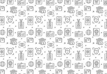 Passport Vacations Seamless Patter . Vector set of design templates and elements for Travel and Holiday in trendy linear style - Seamless patterns with linear icons related to Travel and Holiday.
