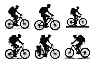 Fototapeta premium silhouettes of cyclist