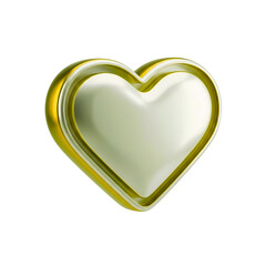 Cora&ccedil;&atilde;o &Iacute;cone Amarelo dourado e Branco Brilhante Elemento 3D Render PNG Transparente Golden Yellow and White Heart