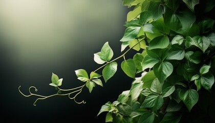 green vine and leaves stretching elegantly this climbing plant thrives in nature