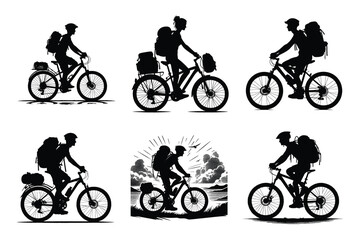 Naklejka premium People Cycling Adventure - Outdoor Biking Activity