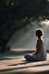 serene and peaceful scene depicting personal growth in solitude person meditating in tranquil environment