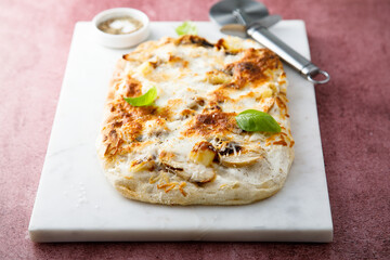 Pizza with pears and truffle