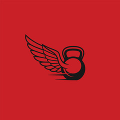 vector illustration of an kettlebell with wings