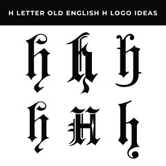 Old english H logo design, Old english H logo collection, Old english H  vector template