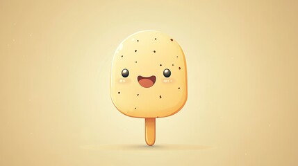 A kawaii-style, cute, flat ice cream character with a happy face.