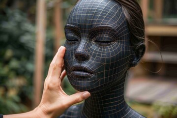 Engaging interaction between a hand and a digital representation of a human head