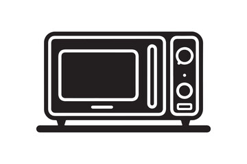 Modern Black Microwave Oven Glyph Silhouette for Kitchen Appliance Designs
