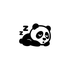 Black and white cartoon panda laying down sleeping