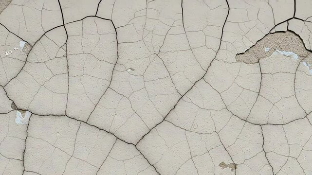 Cracked Off White Textured Surface with Leaf Pattern of Dots and Lines Revealing Light Blue Patches