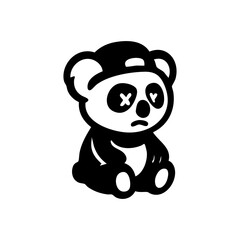 Sad panda wearing a cap