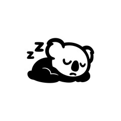 A black and white cartoon koala sleeping