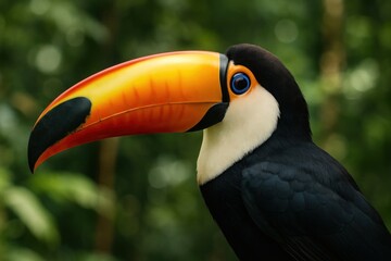 Fototapeta premium Vibrant toucan in lush rainforest.