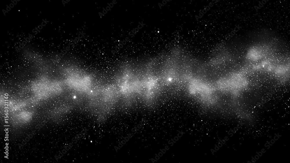 Wall mural drifting nebula with twinkling stars seamless loop on black background for space and science project