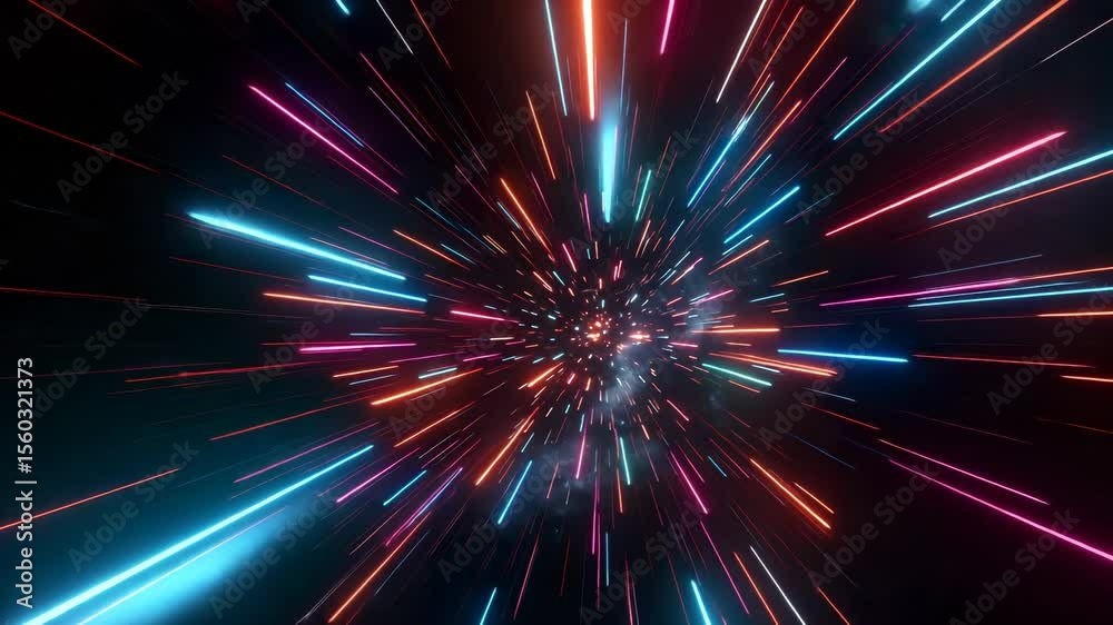 Canvas Prints dynamic abstract light beams in motion on dark backdrop with vibrant orange red blue and pink colors